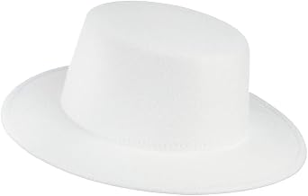 Women Men Classic Felt Fedora Hat Wide Brim Flat Top Jazz Panama Hat Casual Party Church Hat