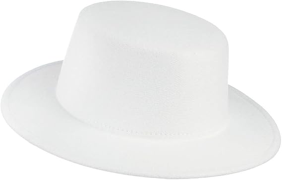 Women Men Classic Felt Fedora Hat Wide Brim Flat Top Jazz Panama Hat Casual Party Church Hat