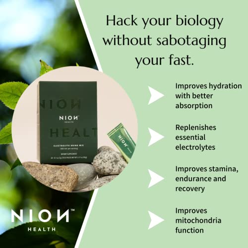 Nion Electrolyte Powder | Negative Ion Hydration Packets | No Sugar, Calories, Artificial Ingredients | Intermittent Fasting Support | Improve Energy, Stamina, Mitochondrial Function | 7 Stick Packs #TOP2