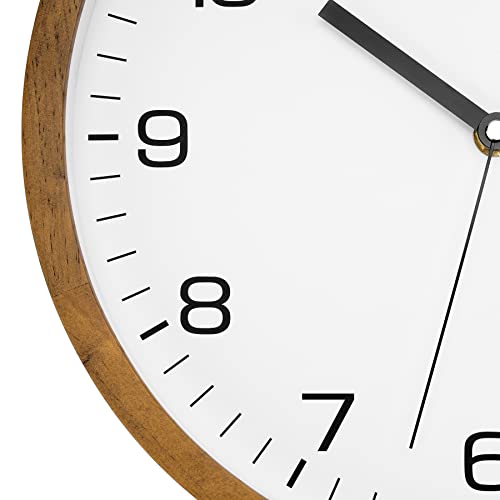 Foxtop Wood Wall Clock 12 Inch Silent Non-Ticking Battery Operated Quartz Round Wooden Wall Clock Decorative For Kitchen Bedroom Living Room Home Office Decor #TOP4