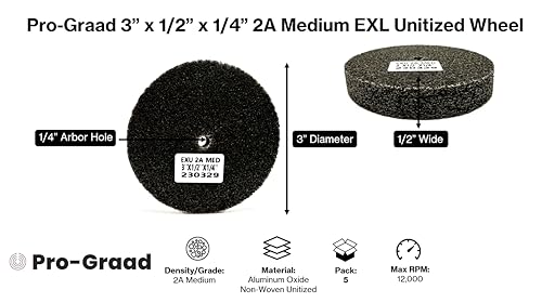 Image of EXL Unitized Wheel, 3 inch Diameter x 1 /2 inch Wide x 1 /4 inch Arbor, 2A Medium, Aluminum Oxide | 15532 | (Pack of 5)