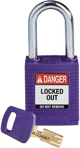 Brady NYL-PRP-38ST-KD, 150250 Nylon Lockout Padlock, Purple (Pack of 10 pcs)