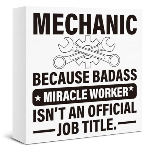 Funny Gifts for Men Mechanics, Humor Mechanic Wooden Box Sign