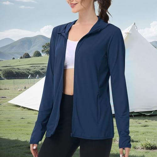 Womens Sun Shirts Full Zip UPF 50+ Sun Protection Hoodie Jacket Lightweight Quick Dry Long Sleeve Hiking Gym Jacket — view 2