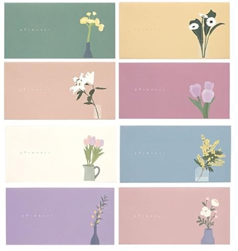 16 Pcs Money Envelopes Cash Envelopes, 8 Designs, 3.5 x 7 Inch (Floral A)