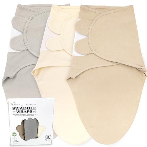 Image of Bublo Baby Swaddles for Newborns – 3-Pack Infant Swaddles 3-6 Months – Adjustable Swaddle Sleep Sack – Soft Organic Cotton Baby Wrap for Safe & Cozy Sleep (Solid Grey)