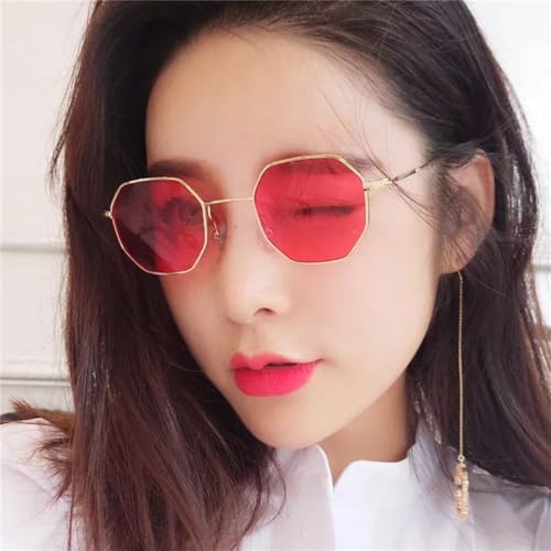 New 2025 Polygon Creative transparent Ocean Lens Sunglasses Octagonal Sunglasses Metal Frame2