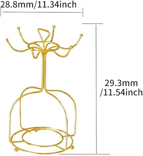 Miniatura 6 de GENIGW - Encimera de cocina con asa, platillo estilo árbol, soporte para taza de café, 6 ganchos, organizador dorado para el hogar