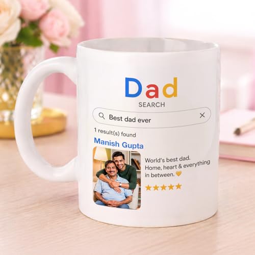 Image of IGP Personalized Dad Ceramic Mug | Same Day Delivery | Custom Photo & Name | Search Engine Theme Design | Tea & Coffee Cup | High Gloss Finish | Father's Day Present for Dad