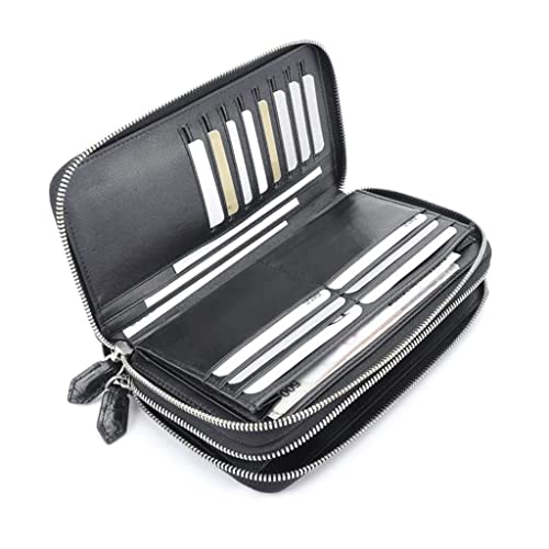 Wallet Women's Leather Wallet Unisex Large Capacity Business Card Card Holder Long Style Coin Purses Zipper Handbag Tear-Resistant,Brown,12x22cm3