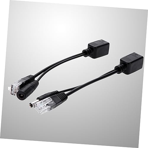 ARTIBETTER 2pcs Cable Splitter Poe Conector DC Jack Negro para Routers y Cámaras de Seguridad WLAN miniatura 4