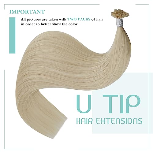 Image of YoungSee U Tip Hair Extensions Human Hair Blonde Utip Hair Extensions Light Blonde Blend Naturally Ktip Human Hair Extension for Everyday Wear 1g /Strand 50g 50 Strands