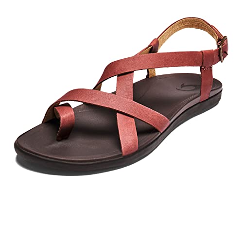 OLUKAI Upena Women's Beach Sandal, Crisscrossed Adjustable Leather Straps for