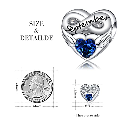 FOREVER QUEEN Birthstone Charms for Charms Bracelet- 925 Sterling Silver Love Heart Beads Infinite Love Charms, Happy Birthday Charms for Bracelet and Necklace2