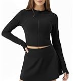 Neteson Laufjacke Damen Sportjacke Langarm Gym Tops Yoga Fitness Sport Shirt Oberteile Sweatshirt Atmungsaktive Leicht Trainingsjacke mit Reißverschluss Daumenloch