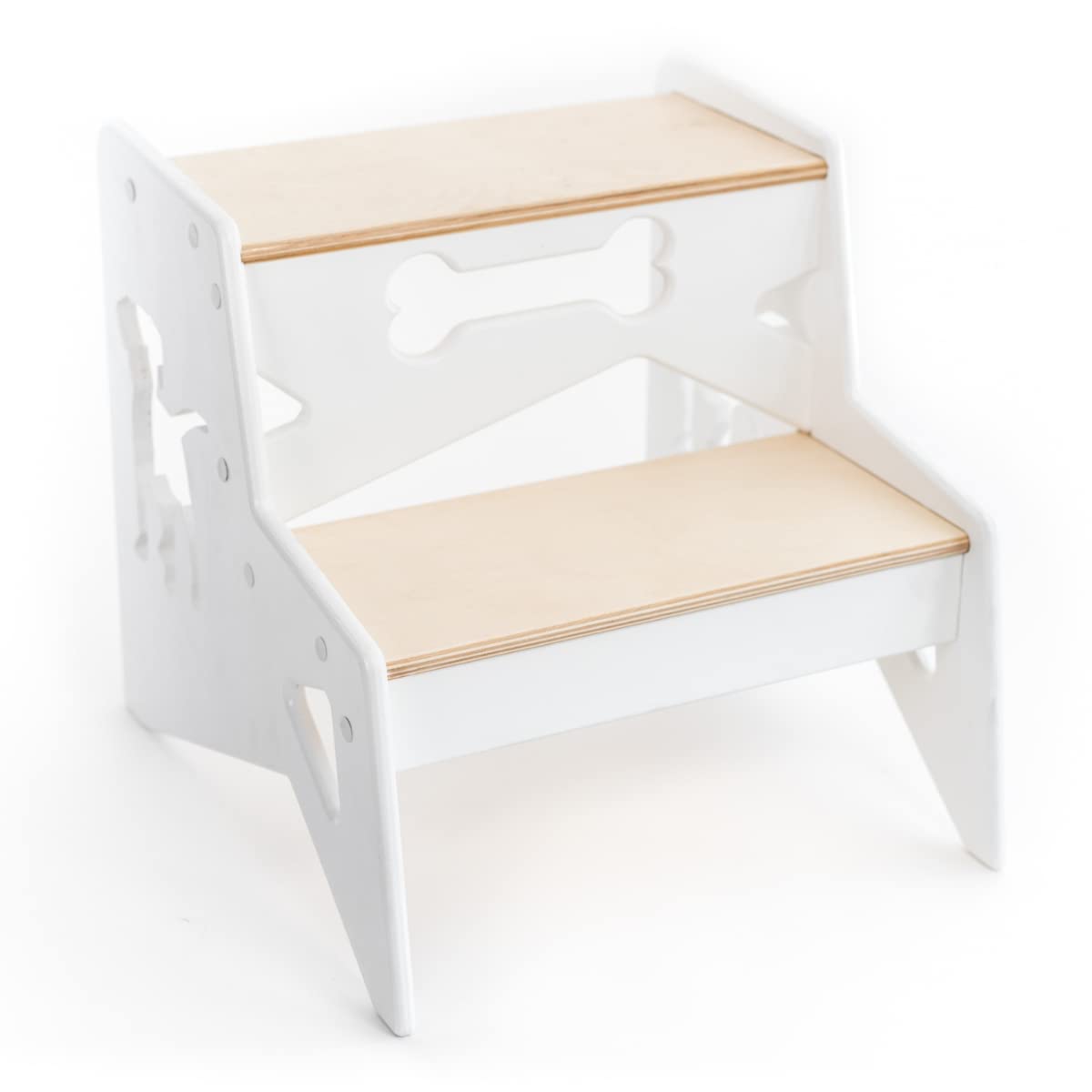 Holz Tritthocker kinder klein zwei stufen erwachsene 2 stufen leiter holz kinder verwenden es in der küche (Weiß with dog)