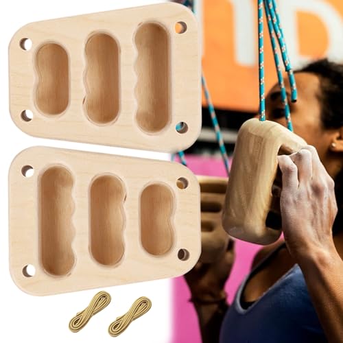 QSLKI 2PCS Klettern Hangboard, Doppelseitig rutschfest Tragbar, Multifunktionales Finger-Trainingsbrett, Hangboard Klettern, Fingerboard Aus Holz Indoors Und Outdoors, Kletterboard Den Klettergriff