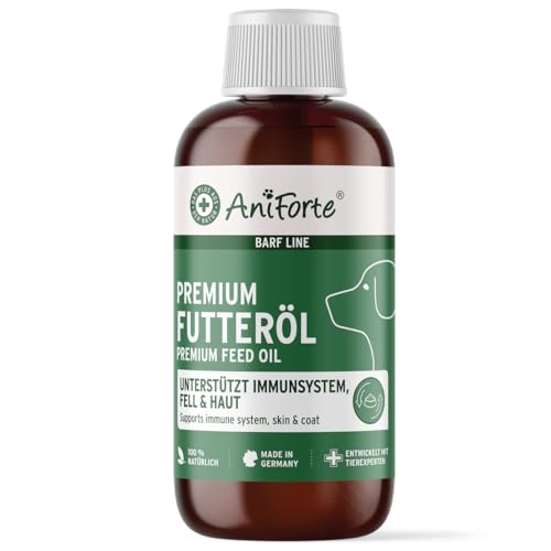 AniForte Barf Futteröl für Hunde 250ml – Natürliches, kaltgepresstes Premium Barf Öl, ideale Mischung reich an Omega 3 & Omega 6, artgerechter & ausgewogener Barf Zusatz