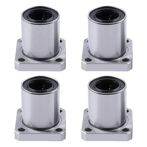 LMK10UU Linearkugellager mit quadratischem Flansch, 10 mm Bohrungsdurchmesser, 19 mm Außendurchmesser, 29 mm Länge mit doppelseitiger Gummidichtung für CNC, 3D-Drucker, 4 Stück