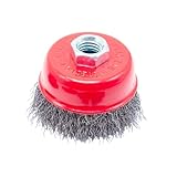 Generic Wire Wheel Brush Coarse Crimped Cup Brush for Polishing and Grinding with Stainless Steel Wire and Threaded Arbor Suitable for Rust Removal Metal Surf, M14 75MM