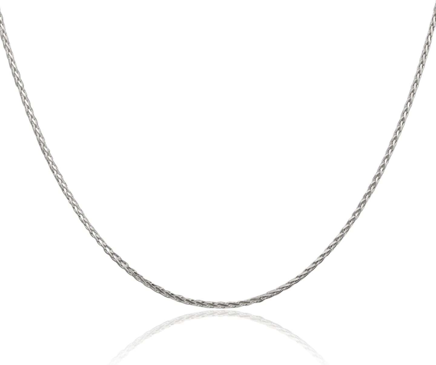 IceCarats 925 Sterling Silver 1.45mm Dainty Spiga Wheat Chain Necklace Diamond Cut