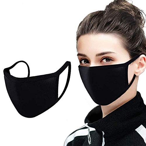 4 Mundmasken für Freizeit Sport Training Mundschutz Staub Pollen Gesichtsmaske Fashion Maske Gesichtsschutz Face Masks Sportmaske waschbar (Schwarz)