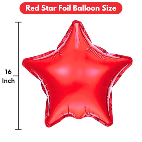 Image of Pack of 5 Star Balloons for Happy Birthday Decoration Red Kit Baby Boys Girls Kids Men Women Car Boot Living Room Star Shaped Foil Balloon Set Items