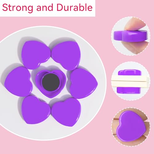 ZDZBLX Fridge Magnets, 30 Pack Strong Magnet, Mini Cute Heart-Shaped Purple Magnets for Whiteboard Notice Board, Crafts - Image 2