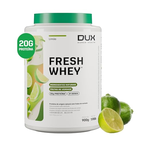 Fresh Whey Protein - Limão 900g - 20g de Proteínas por Porção - Suplementos Naturais, Suplementação Treino Academia, Ganho Muscular Hipertrofia - DUX HUMAN HEALTH