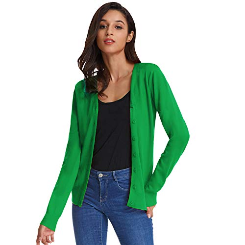 GRACE KARIN Women's Long Sleeve Button Down Sweater Classic V-Neck Knit Cardigan3