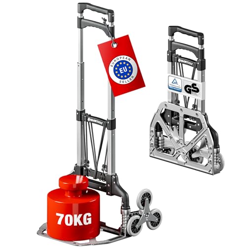 ATHLON TOOLS Carrello pieghevole in alluminio CLASSIC - superficie di carico con cuscinetti antiscivolo - Ruote con battistrada soft - incl. 2 corde elastiche - modello 2024