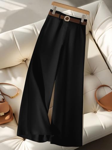 Image of KERI PERRY Trousers for Woman Pants Women's Formal Office Korean | Black Track Pant Beige| Straight | Cotton Spandex Stretchable Trouser | High-Waisted Bottom Wear