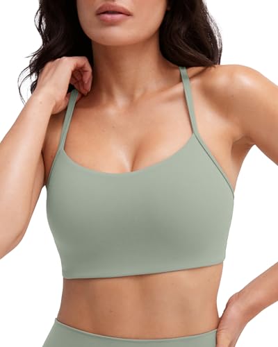 Image of PAVOI ACTIVE Yoga Racerback Bras for Women - Buttery Soft Low Support Scoop Neck Y-Back Thin Strap Sports Bra - FlexFlow
