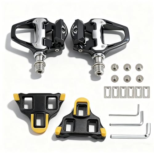 Für Rennradpedale R21 Self Locking Clipless Fahrradpedale mit Cleats Set Aluminiumlegierung 9/16 Radfahren Pedale kompatibel mit für -SL-System