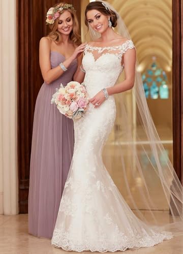 Miao Duo Women's Beach Wedding Dresses for Bride 2025 Long Lace Wedding Bridal Gowns YZTSWD0574