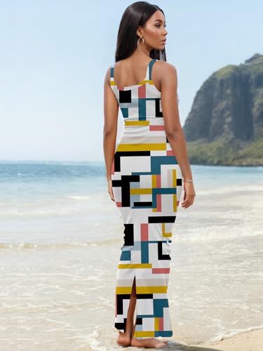 Image of Nimsruc Women Summer Long Dress Casual Slip Sexy Slim Sleeveless Bodycon Maxi Dresses for Women 2024