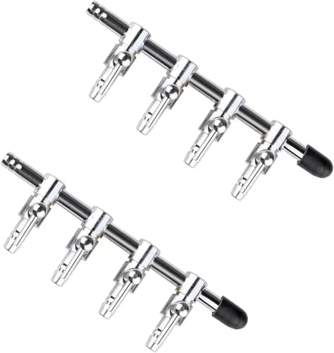 2 Stück Silber 4-Wege-Luftstrom-Kontrollhebelventil mit Airline-Schlauchanschluss für Aquarium, Luftpumpenzubehör