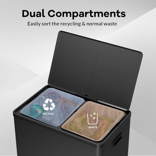Caneca de basura rectangular 60L con compartimentos duales miniatura 3