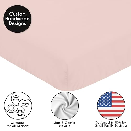 Image of Sweet Jojo Designs Fitted Baby Crib Sheets (Blush Pink) for Girls, Infant Nursery, Toddler Room - Standard Size (Solid Color, for the Elegant, Boho, Farmhouse, Bohemian, Watercolor Floral Collection)