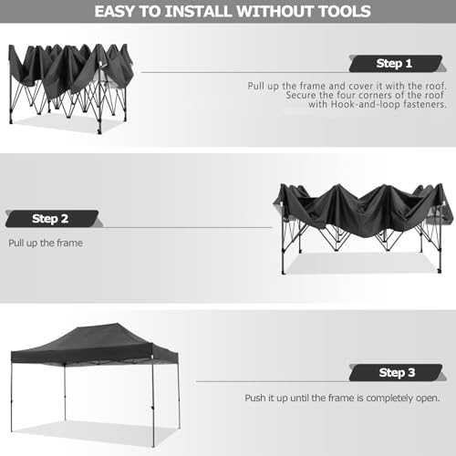 Image of COBIZI 10x15 Pop Up Canopy Tent with 4 Sidewalls,Heavy Duty Canopy,Black