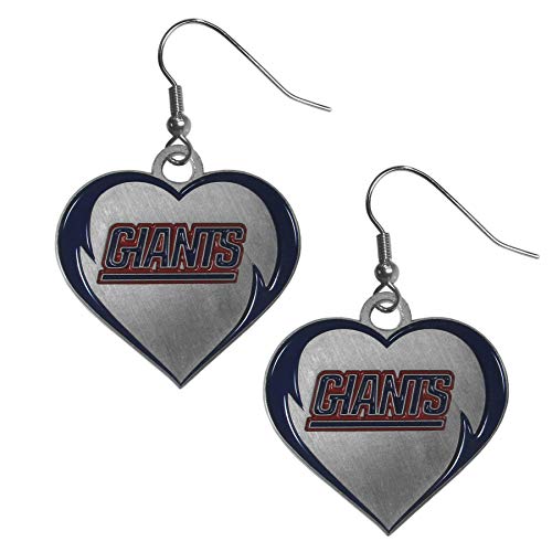 NFL New York Giants Womens Heart Dangle Earrings, Team Color, One Size