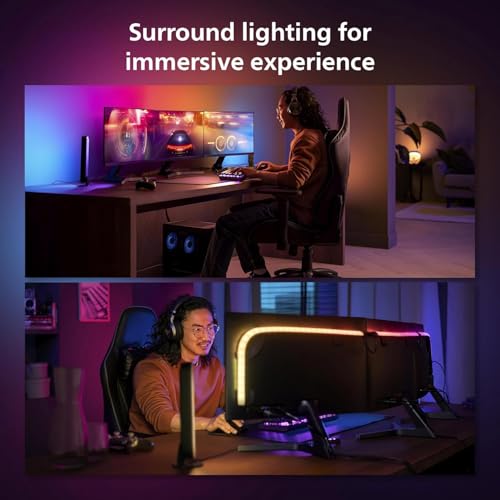 Philips Hue 24-27" PC Triple-Monitor Smart LED Light Strip - White and Color Ambiance - Requires Hue Bridge - 1-Pack - Control with Hue App - Works with Alexa, Google Assistant and Apple HomeKit