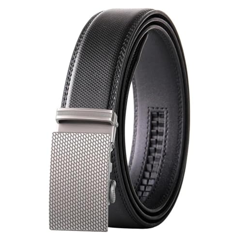 Genuine Leather Men's Belt With Automatic Ratchet Buckle - 120 Cm Waist Strap