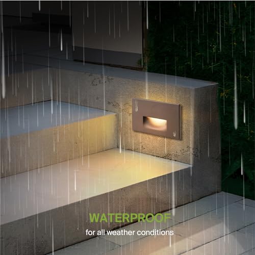 Image of ASD LED Recessed Step Light Fixture, Outdoor & Indoor Stair Tread Lighting | 3CCT, Dimmable, Waterproof, ETL Listed | 3W 120LM 3000K-5000K 120V | Staircase Hardwired Illumination | Dark Bronze