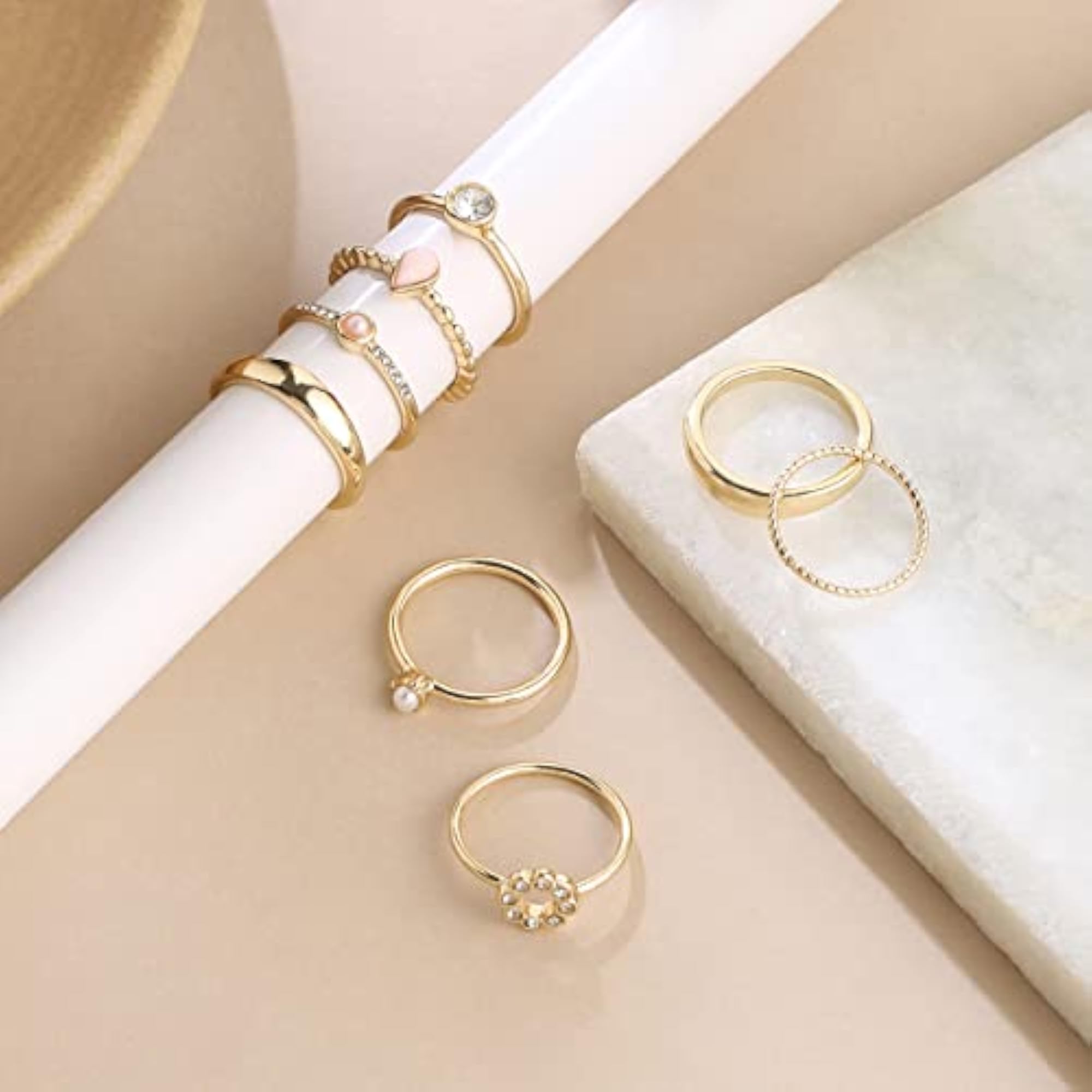 Geometric Ring Set Plated Knuckle 8 Pcs Combo Birthday