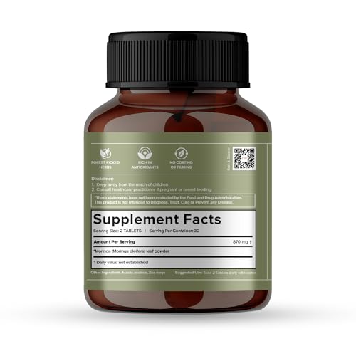 Image of Jiva Moringa Tablets | Boosts Immunity, Energy & Digestion | Supports Heart Health, Skin & Hair | 100% Ayurvedic & Organic - 60 Tablets (Pack Of 1)