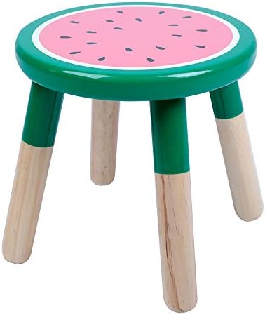 RUYU 9 Inch Kids Solid Hard Wood Fruit Chair, Crafted Hand-Painted Wood with Assembled Four-Legged Sitting Stool, Bedroom, Playroom, Watermelon Furniture Stool for Children, Boys, Girls(Watermelon)
