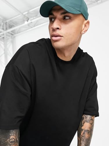 Image of CHKOKKO Oversized Tshirt for man Solid Classic Round Neck Loose Fit Half Sleeve Soft and Comfortable Casual Stylish wear for Summer