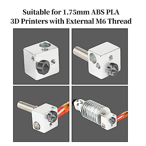 IdeaFormer 5 Stück V6 Nozzle Gehärtetem Stahl Düse 0,4MM, 3D Drucker Hardened Steel V6 Extruder Nozzle für Anycubic i3 Mega/S/X/Pro/Kobra Neo/Go/für Prusa i3 MK3