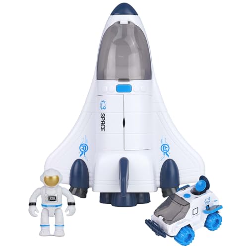 Siairo Space Shuttle - Razzo Giocattolo Spaziale per Bambini e Ragazzi, Giocattolo Educativo Scientifico con Astronauti Figure (Blu)